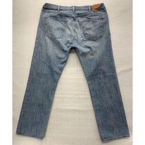 Levi’s Strauss 501 Jeans Denim Men's 42X32 Blue Button Fly Light Wash Distressed